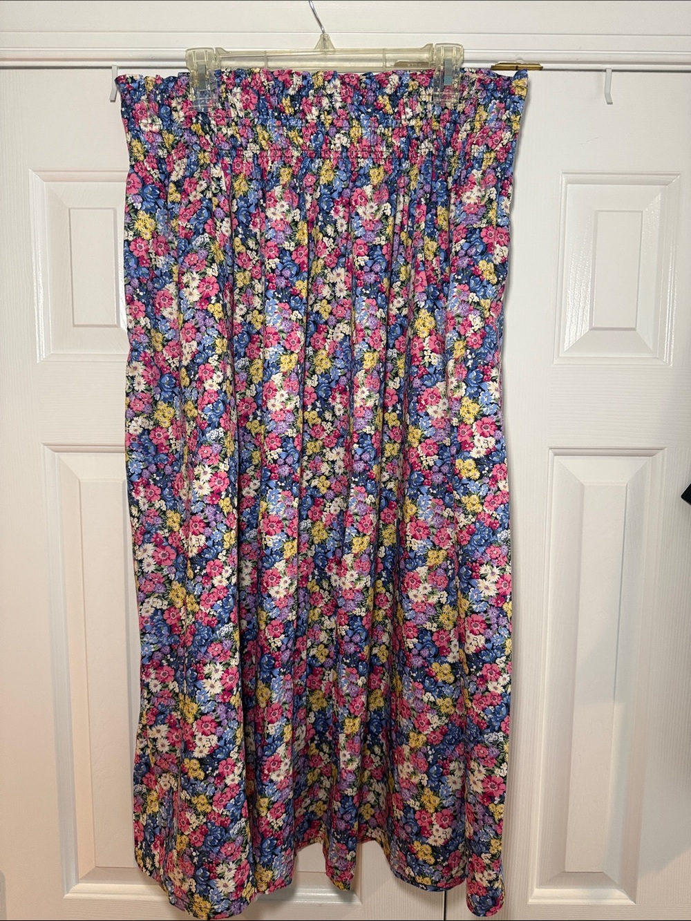 Old Navy Blue Multi Floral Smocked Maxi Skirt
